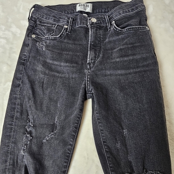 Agolde Los Angeles Premium Denim Jeans 27 Distressed Black Feel Good - Picture 2 of 12